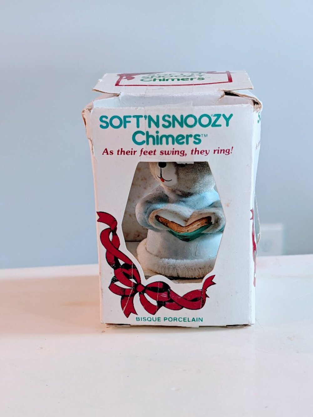 VTG Jasco Soft'N Snoozy Chimers Christmas Mouse Bell Ornament Book 3" Boxed Felt